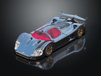Sleek Race Car With Streamlined Design Red Interior And Gold Wheels 3d model