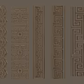 Traditional Decorative Strip Patterns With Geometric Meander Spiral And Circular Motifs 3d model