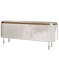 Luxury Glossy White Entryway Sideboard Cabinet With Gold Details For Elegant Modern Home Storage