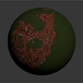 Detailed Organ And Hair Follicle Structure With Red Vascular Textures On Green Surface