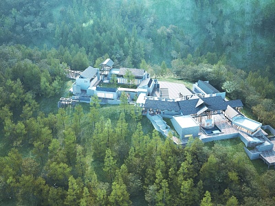 A bird's-eye view of the new Chinese resort homestay building 3d model