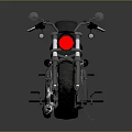 Sleek Black Cruiser Motorcycle With Round Headlight Red Rims And Dual Mirrors