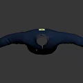 Blue Leather Jacket With Zipper Closure Chest Patch And Long Sleeves