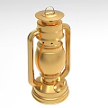Gold Candle Lamp With Handle And Metallic Texture Vintage Design Stable Base