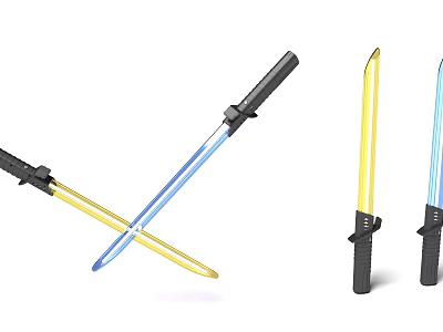 Electric Toy Light Swords with Flashing Blue and Yellow Colors for Kids Play 3d model