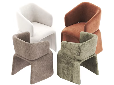 Modern Upholstered Leisure Chairs In Multiple Colors With Unique Geometric Legs 3d model