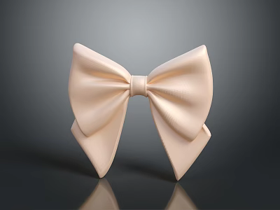 Elegant Light Beige Satin Bow Fashion Accessory for Women Clothing Decoration 3d model