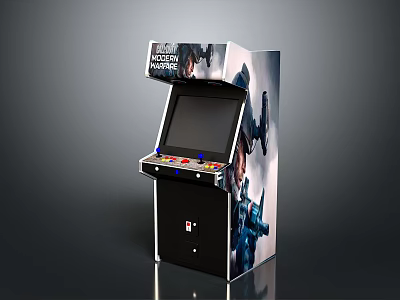 Mortal Kombat Themed Arcade Machine With Screen Control Panel And Buttons 3d model