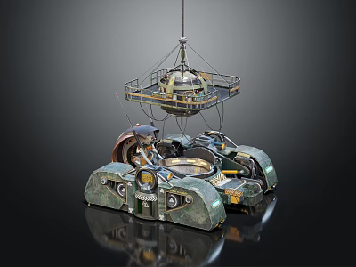 Smart Machine With Mechanical Structure Suspended Platform Robotic Components And Metallic Design 3d model