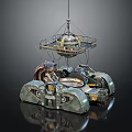 Smart Machine With Mechanical Structure Suspended Platform Robotic Components And Metallic Design