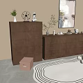 Quiet Ancient Style Entrance Cabinet Simple Style Cabinet Whole Cabinet Sideboard Balcony Cabinet Locker Entrance Cabinet Bucket Cabinet Bookcase 3d model