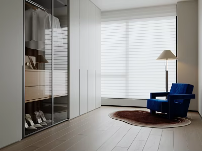Cloakroom Casual Single Sofa Chair Carpet Floor Lamp Venetian Blinds 3d model