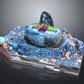 Decorative Miniature Rock Fountain Model With Colorful Decorations And Transparent Base