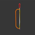 Orange Curved Frame Hand Tool With Red Handle And Metal Rod