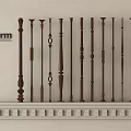 Poliform Wooden Balusters With Various Ornate Classic Design Styles 3d model