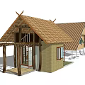 Wooden House Designs With Thatched and Gabled Roofs Porch and Windows