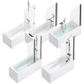 Modern Bathtub Designs With Glass Screens Shower Fixtures And White Finish
