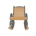 Vintage Wooden Rocking Chair With Ornate Metal Frame And Scrollwork Design