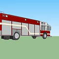Red And White Fire Truck With Emergency Lights And Storage Compartments