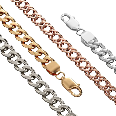 Stylish Jewelry Link Chains in Gold Rose Gold and Silver Metal Styles 3d model