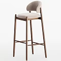 Modern Bar Stools With Wooden Frame And Beige Upholstered Seats 3d model