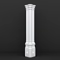 White Classical Decorative Column With Ornate Capital And Base On Dark Background 3d model