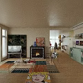 Vibrant Modern Open Plan Living Dining Room With Cozy Furniture And Unique Art Decor