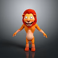 Happy Cartoon Lion Character With Red Mane Yellow Body And White Belly
