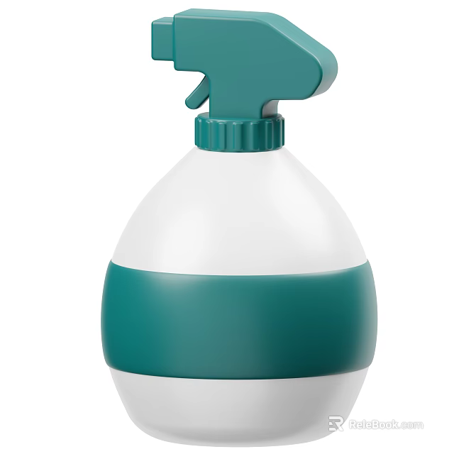 Stylish White And Green Spray Bottle For Household Cleaning And Everyday Use 3d model 