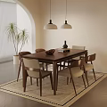 Modern Solid Wood Dining Table With Upholstered Chairs Set For Cozy Warm Home Dining Area