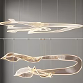 Modern Curved Chandelier Design With Sleek White And Brown Hanging Fixtures