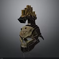 Intricate Skull Shaped Weapon With Metal Structure And Spiked Top Ornaments