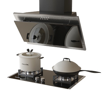 Range Hood Gas Stove Kitchen Appliances Stove 3d model