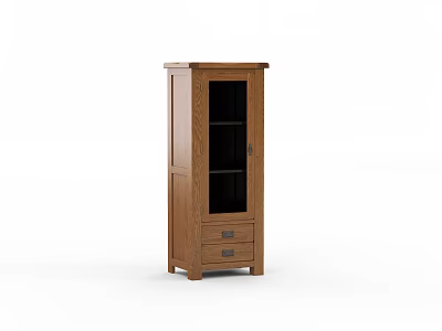 Wooden Display Cabinet with Glass Door and Drawer for Home 3d model