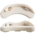 Modern Curved Sectional Sofa With Light Upholstery And Decorative Throw Pillows 3d model