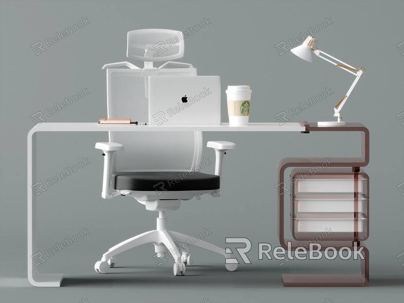 Modern office desk and chair combination model