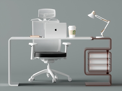 Modern office desk and chair combination model