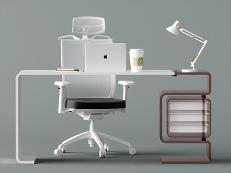 Modern office desk and chair combination 3d model