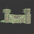 Medieval Stone Castle Architecture With Twin Towers Crenellations And Carved Walls