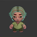 Cute 3D Cartoon Character With Orange Hair Green Eyes Frowning Expression And Arm Bandage