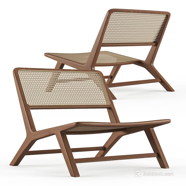 Sleek Modern Single Chair With Wooden Frame And Breathable Mesh Seat Design 3d model 
