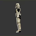 Game and Movie Stormtrooper Characters Standing with Arms Outstretched and Orange Shoulder Armor
