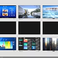 Modern Wall Mounted TVs Featuring Various Screen Displays Landscapes And City Views