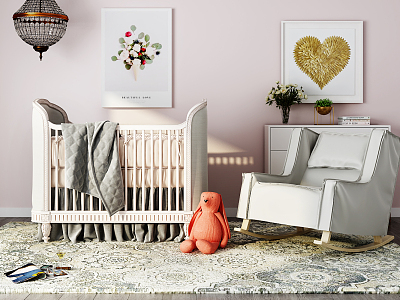 Nordic crib baby room combination model