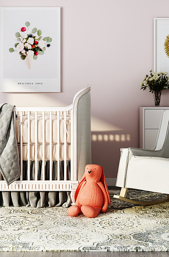 Nordic crib baby room combination 3d model