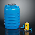 Durable Hardware Tools Including Blue Water Storage Tank Yellow Pump And Pipes