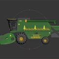 Green Yellow Combine Harvester With Front Cutting Platform Black Components And Cab