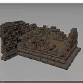Modern Decorative Stone Structure With Stacked Brick Walls Steps And Green Plants