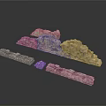 Various Gray Stone Wall Fragments And Broken Stone Pieces For Decoration