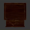 Traditional Wooden Cabinet With Open Door Gold Metal Hardware And Drawer